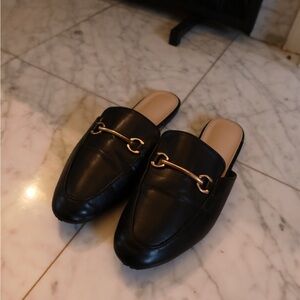 Elegant Black Leather Mules